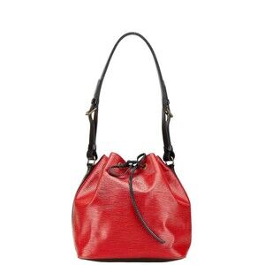 Louis Vuitton Epi Shoulder Bag Castilian Red Noir Black Leather